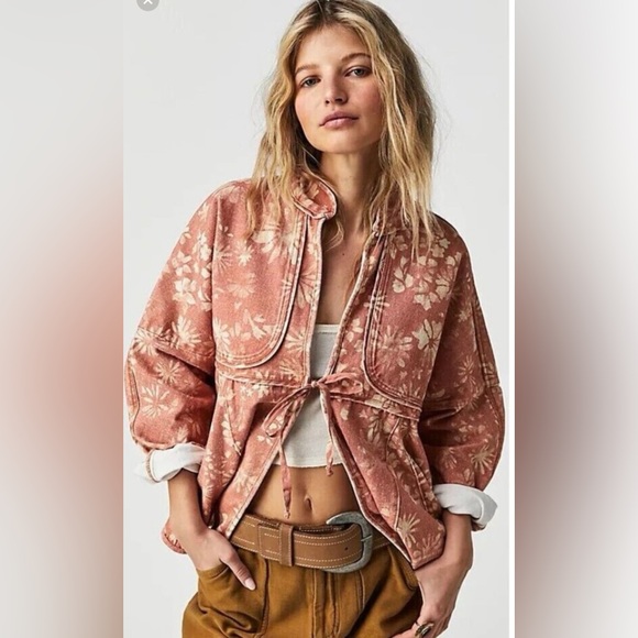 Free People Jackets & Blazers - Free People Lua Bed Jacket Top Oversized Floral Print Cotton Slouchy S.
